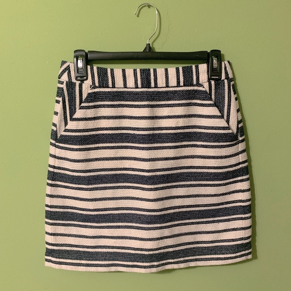 Banana Republic Navy and White Striped Mini Skirt